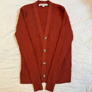 Loft ~ Brick Chocolate Brown Button Cardigan